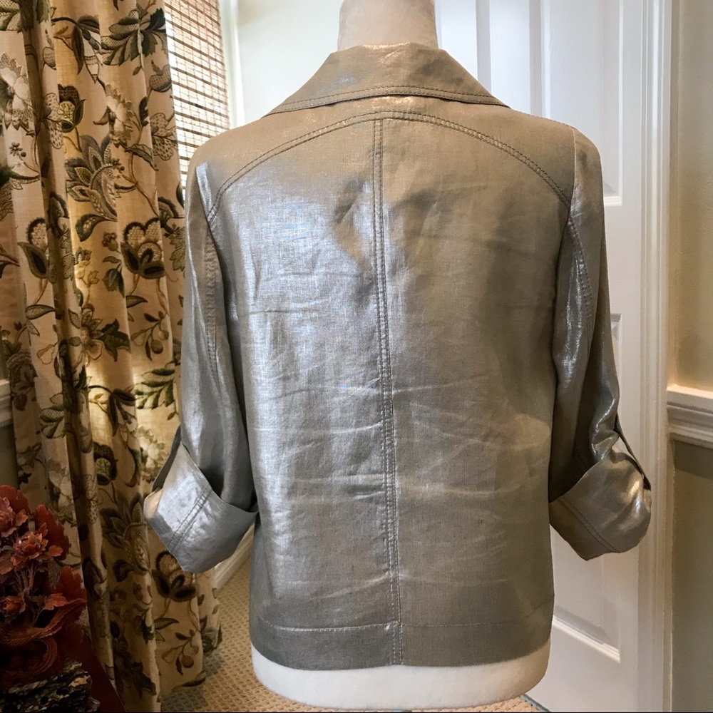 Gerard Darel Metallic Linen Made in Italy Safari Jacket Top EU size 42 - Picture 3 of 8